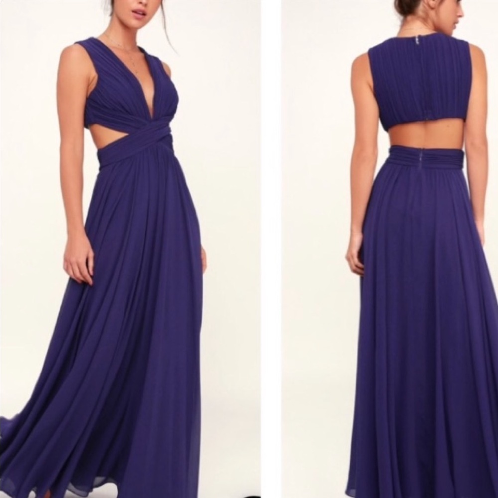 LULUS Vivid Imagination Royal blue Cutout Maxi Dress! NWT
